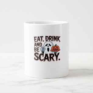 Caneca De Café Grande Coma Beba Seja Assustador Halloween Abóbora Criati