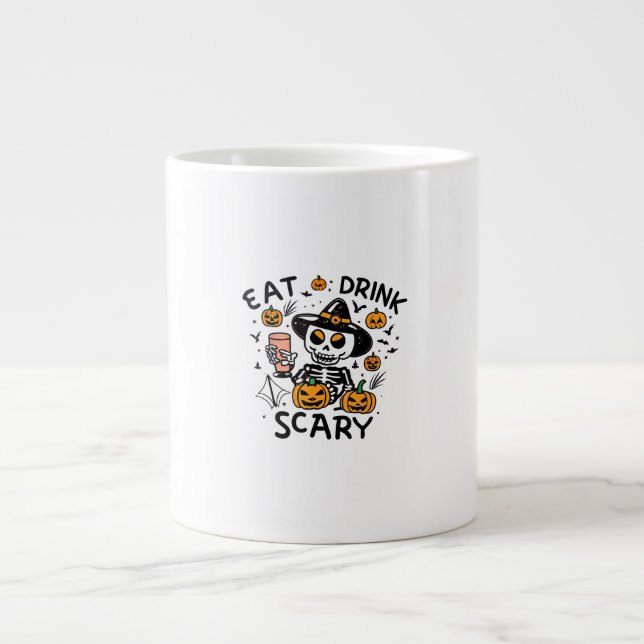 Caneca De Café Grande Coma Bebida E Seja Assustadora Na Miniatura Da Abó (Frente)
