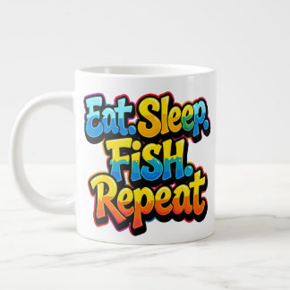 Caneca De Café Grande Coma Dormir Peixe Repetir Arco-íris