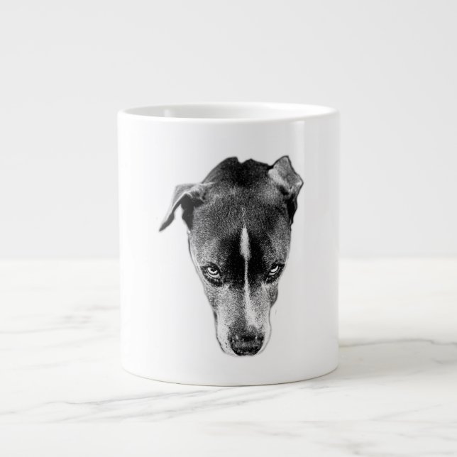 Caneca De Café Grande Combinação Intensa De Imagens Monocromáticas (Frente)