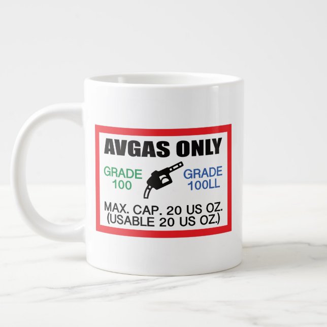 Caneca De Café Grande Combustível AVGAS / 100LL apenas (Esquerda)