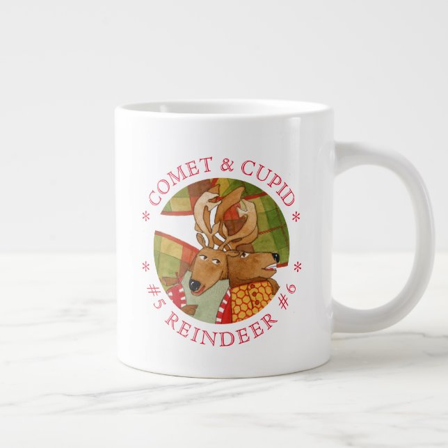 Caneca De Café Grande COMET CUPID REINDEER Grande Caneca Branca (Direita)