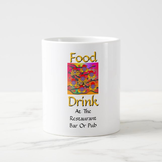 Caneca De Café Grande Comida Bebida No Bar Ou Pub Branco (Frente)