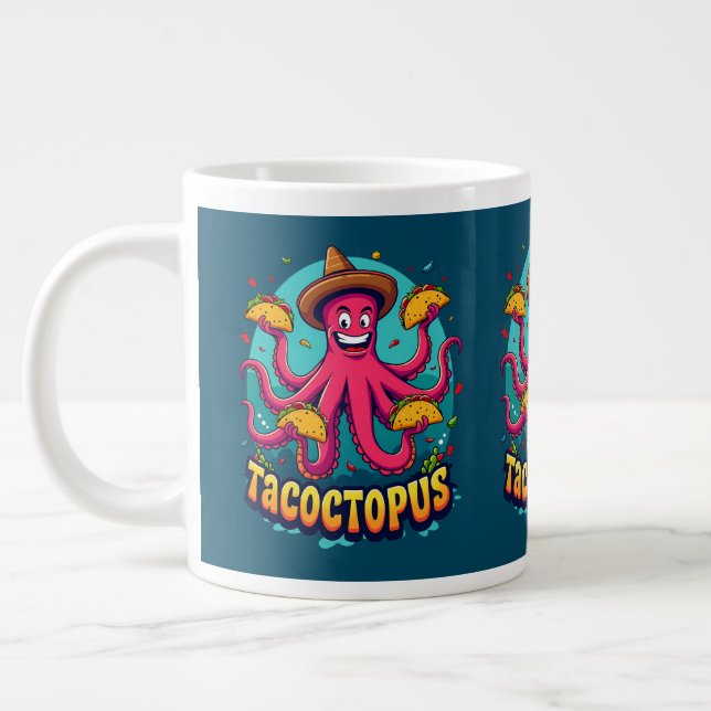 Caneca De Café Grande Comida de Cartoon Engraçado Taco Octopus (Esquerda)