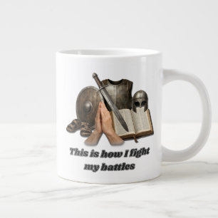Caneca De Café Grande Como Eu Luto Minhas Batalhas