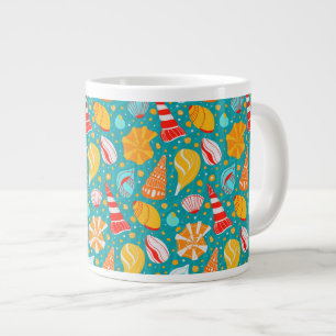 Caneca De Café Grande Conchas de carbono com areia e ornamento de rabisc