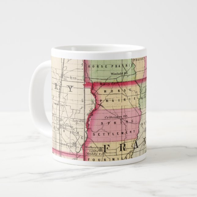 Caneca De Café Grande Condados Jefferson, Franklin, Williamson (Frente Esquerda)