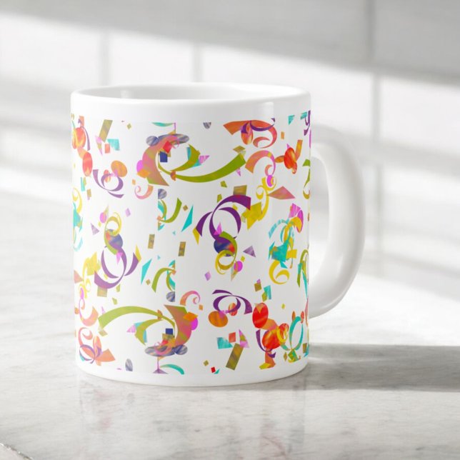 Caneca De Café Grande Confetti Colorida Fundo Sobre Branco (confetti pattern mug)