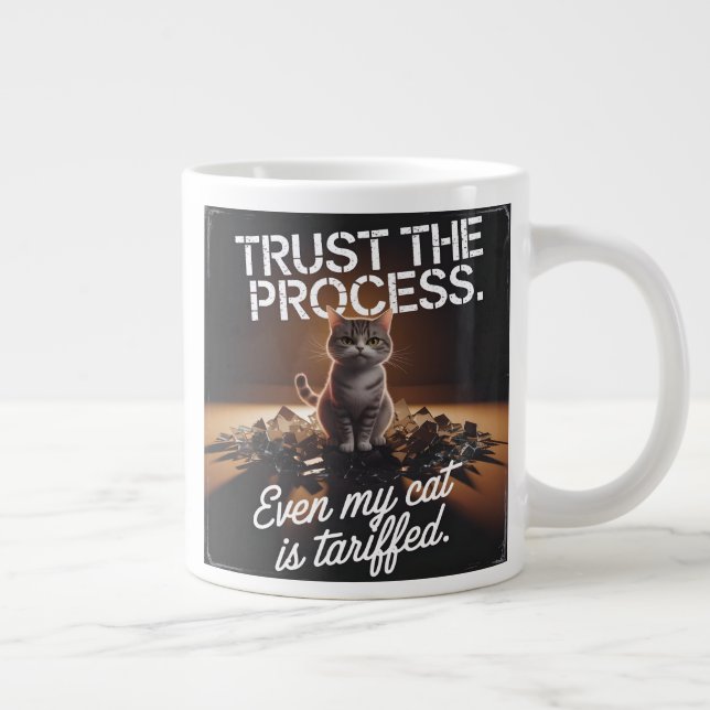Caneca De Café Grande Confiar No Processo Cat Office Humor Memory (Direita)