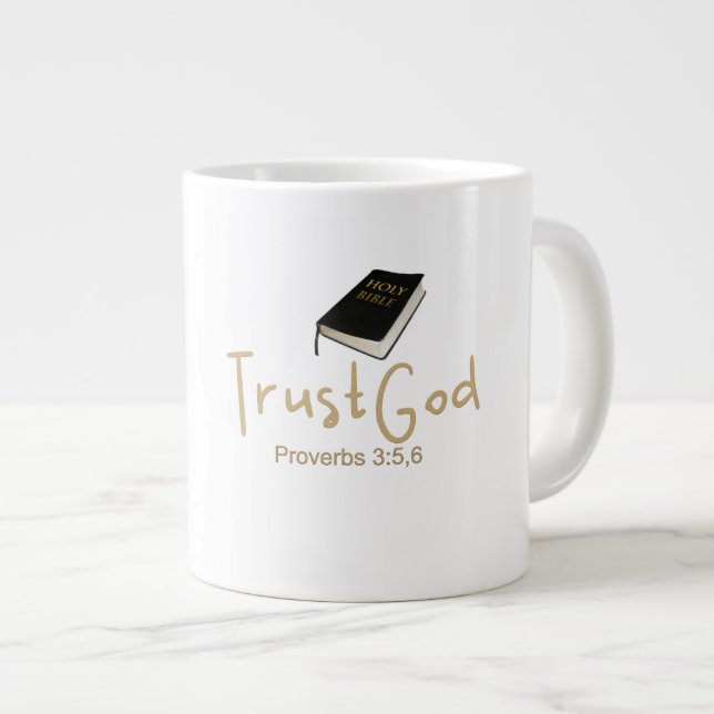 Caneca De Café Grande Confie em Deus Jumbo Mug (Frente Esquerda)