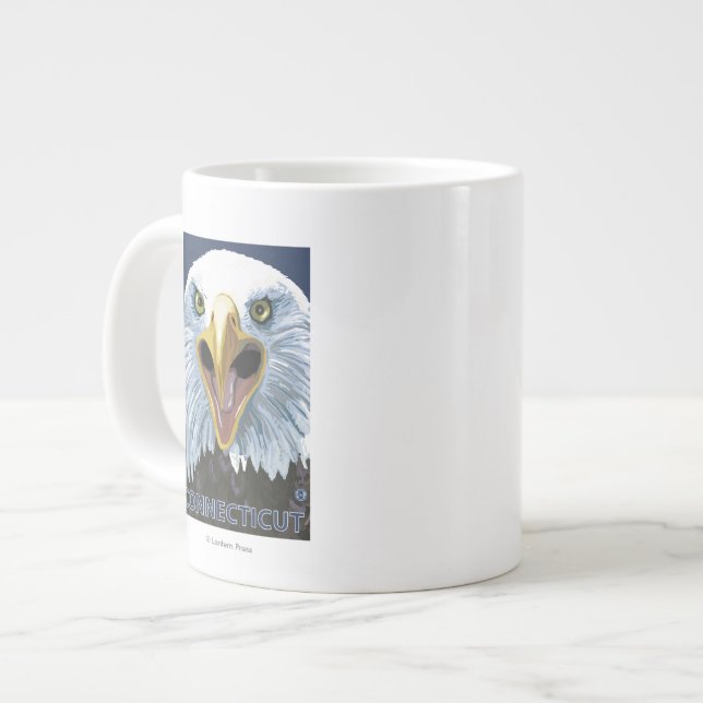 Caneca De Café Grande ConnecticutEagle Fechar (Frente Esquerda)