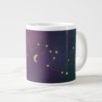 Constelação Galáxia Roxo Estrelas Douradas Ombre