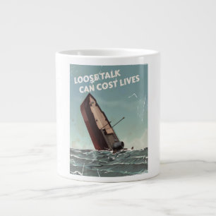 Caneca De Café Grande Conversas Fofas Custam Vidas Cartaz da 2ª Guerra M