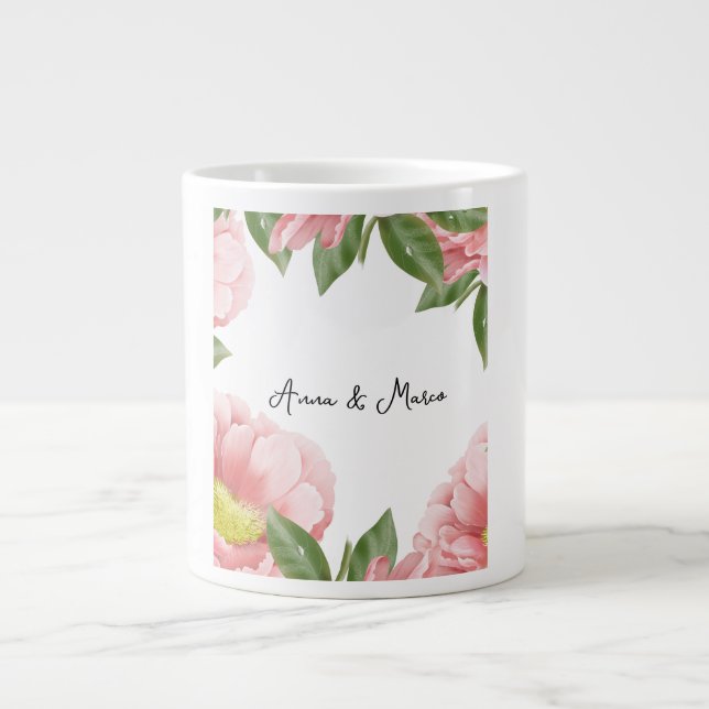 Caneca De Café Grande Convite floral de casamento (Frente)