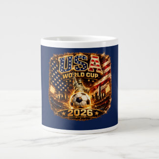 Caneca De Café Grande Copa do Mundo EUA 2026 Arte de Futebol Vintage Lib