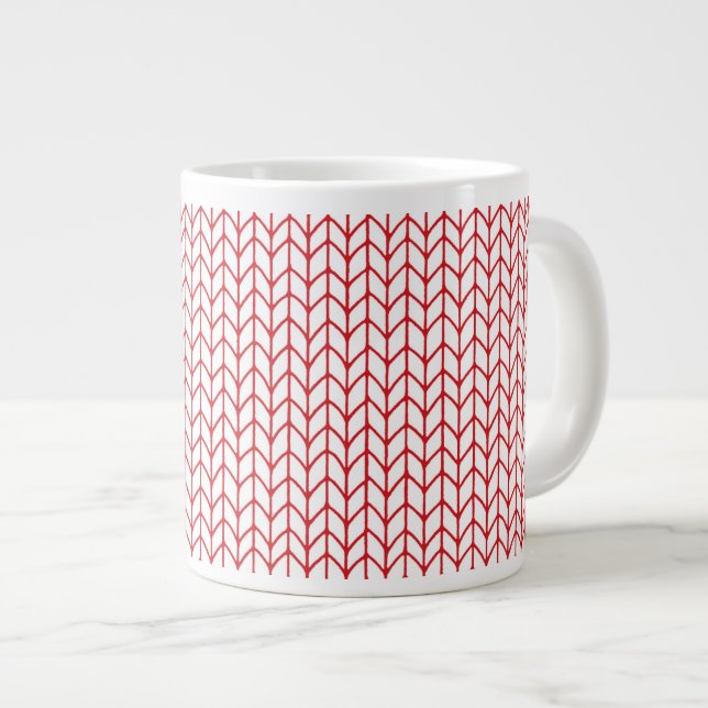 Caneca De Café Grande Copo Branco Grande de MALHA VERMELHA (Frente Esquerda)