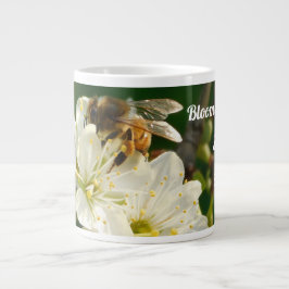 Caneca De Café Grande Copo com Nome Personalizado Abelha & Flor Macro |
