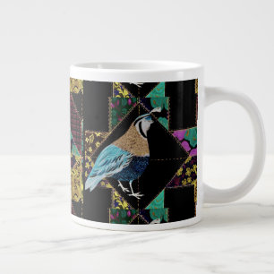 Caneca De Café Grande Copo de café abstrato das codorniz da edredão