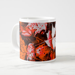 Caneca De Café Grande Copo de Folhas Vermelhas