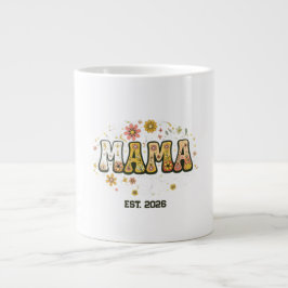 Caneca De Café Grande Copo Floral Retro Mama - Vintage Groovy dos anos 7