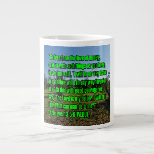 Caneca De Café Grande Copo Hebreus 13:5-6 WEBU