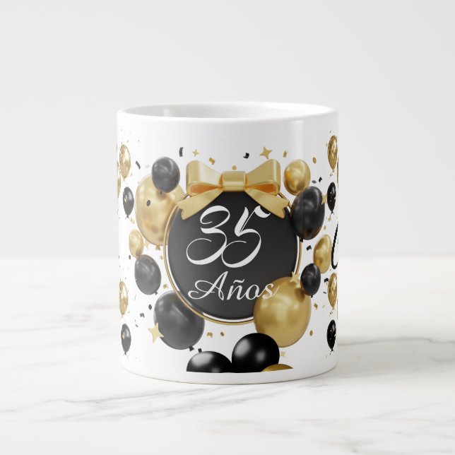 Caneca De Café Grande Copos de Feliz Aniversário (Frente)