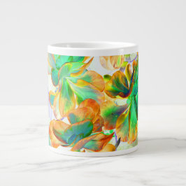 Caneca De Café Grande cor amarela e verde suculenta