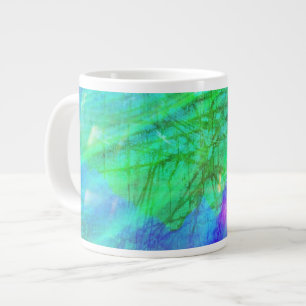 Caneca De Café Grande cor azul de fundo de arte sem costura, verde