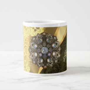 Caneca De Café Grande Cor damasco amarela bonito personalizada