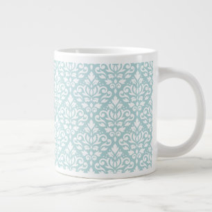 Caneca De Café Grande Cor damasco de rolagem branca em azul de ovo de pa