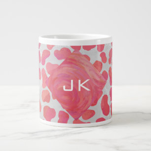 Caneca De Café Grande Cor-de-rosa e branco Dalmáticos com Monograma