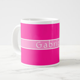 Caneca De Café Grande Cor-de-rosa-quente de nome personalizado