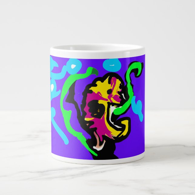 Caneca De Café Grande cor do cavalo-marinho (Frente)