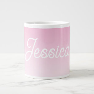 Caneca De Café Grande Cor Ombre Rosa Claro (Editável) & Seu Texto