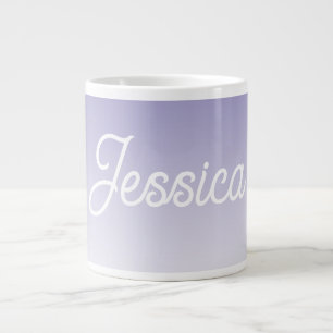 Caneca De Café Grande Cor Ombre Roxo Claro (Editável) & Seu Texto