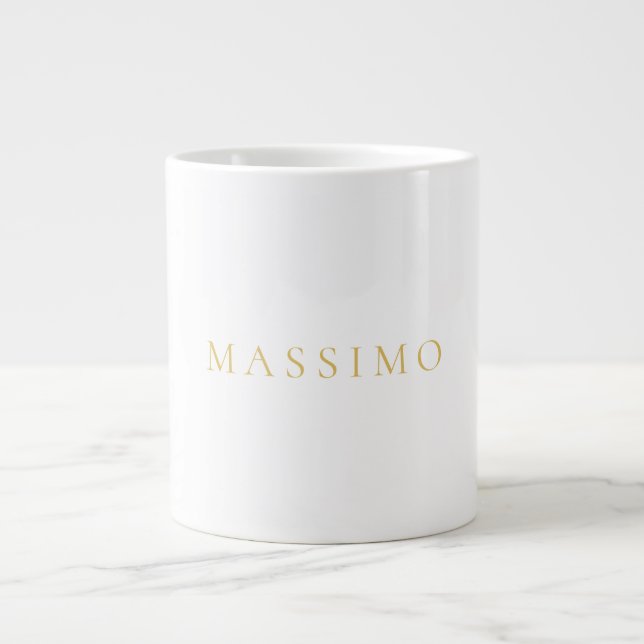 Caneca De Café Grande Cor Própria Nome Decorativo Chic Simples (Frente)