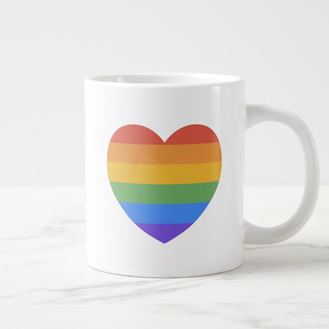 Caneca De Café Grande Coração Arco-Íris (Direita)