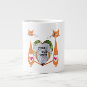 Caneca De Café Grande Coração de Amor de Cat Editável - Design Personali