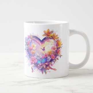 Caneca De Café Grande Coração de Blossoms