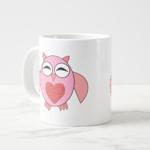 Caneca De Café Grande Coração de Coração de Amor Rosa Mug