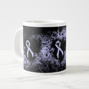 Caneca De Café Grande Coração de Grunge de Faixa de Fita Periwinkle