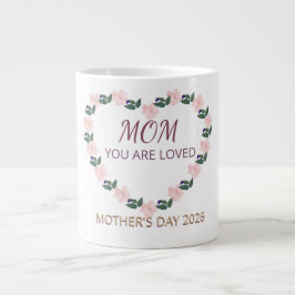 Caneca De Café Grande Coração de Peônia Amor da Manhã para Mamãe