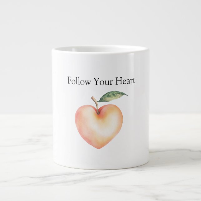 Caneca De Café Grande Coração de Pêssego (Frente)