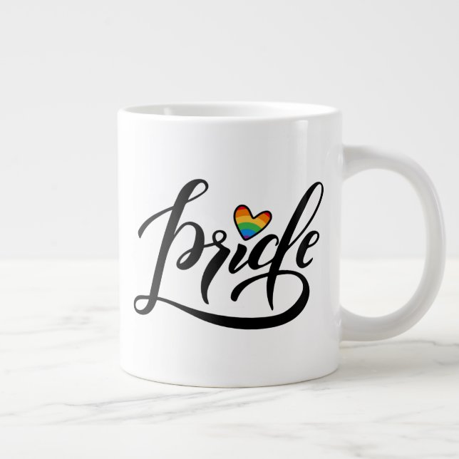 Caneca De Café Grande Coração de Script de Orgulho (Direita)
