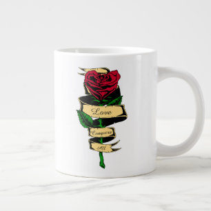 Caneca De Café Grande Coração em Forma de Rosa Vermelha Feminina Conquis