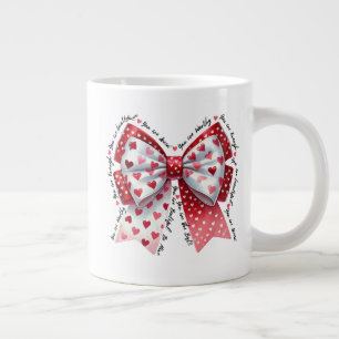 Caneca De Café Grande Coração Laço & Afirmações