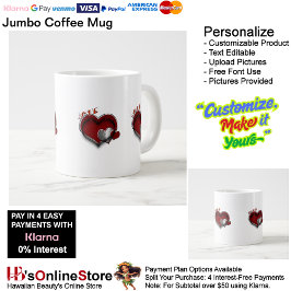 Caneca De Café Grande Coração Magic White Jumbo Mug