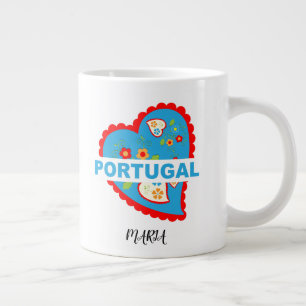 Caneca De Café Grande Coração português alegre