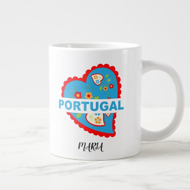 Caneca De Café Grande Coração português alegre (Direita)