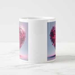 Caneca De Café Grande Coração Rosa Brilhante Moderno Futuro